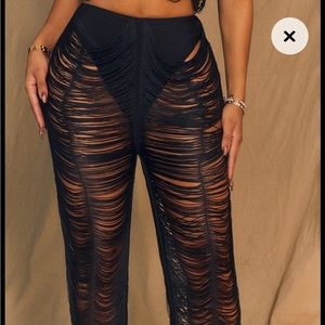 Pretty little thing shape black fringe pants never worn, brand new